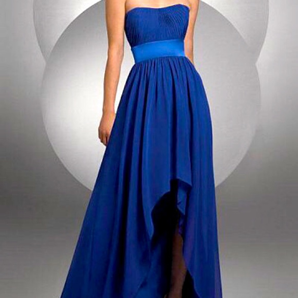 Bari Jay NAVY hi-lo bridesmaid dress